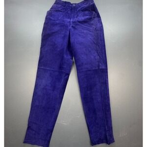 First Issue Leather Pants Women's 6 Purple Vintage High Waist Casual 90s Style